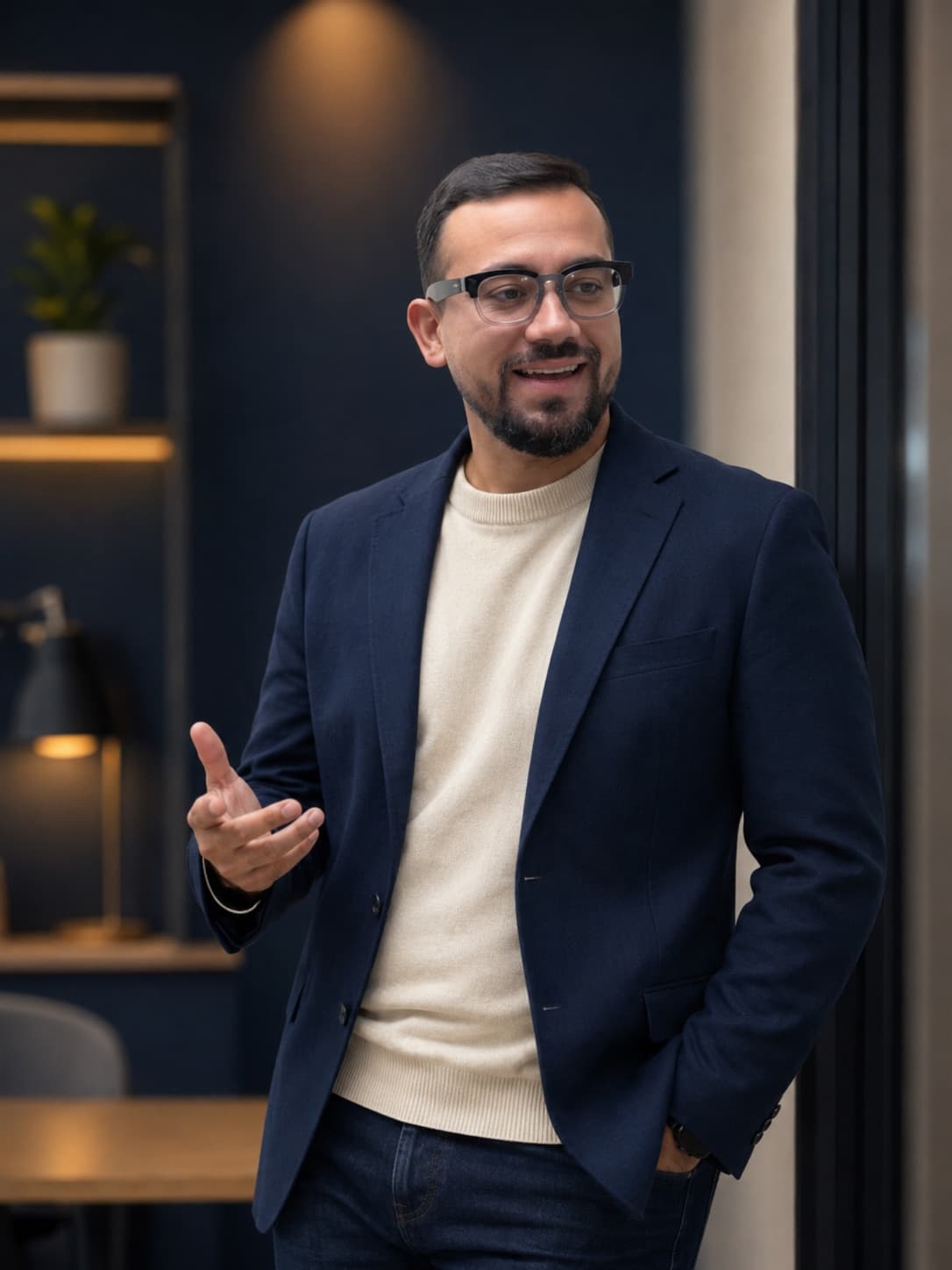 Ebrain Flores en su oficina, consultor tecnológico y formador en IA